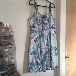 ModCloth waving from the waterfront map print dress 1x